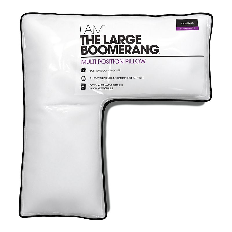 I Am The Large Boomerang Pillow, White