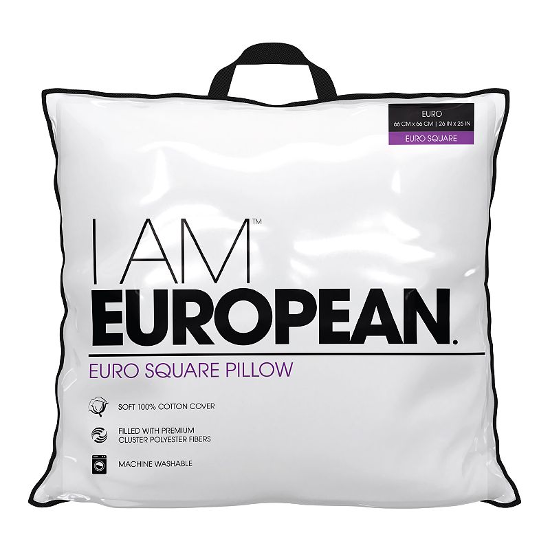 I Am Euro Square Pillow, White