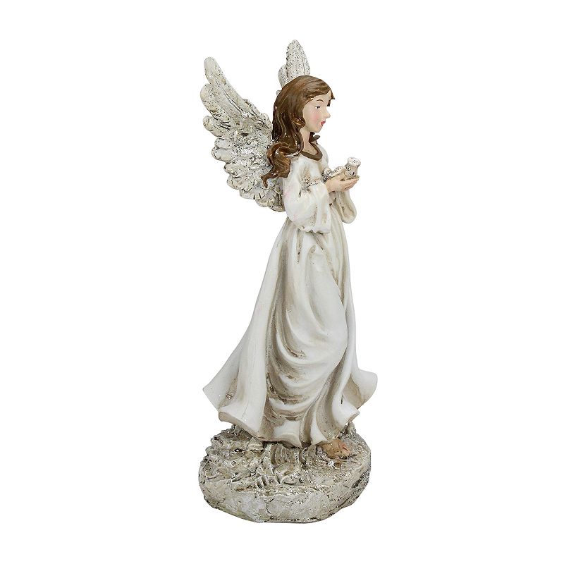 Northlight Serene Angel with Dove Outdoor Statue, White