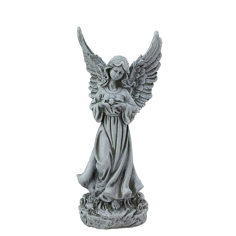 Northlight Weathered Serene Angel with Dove Statue, Grey