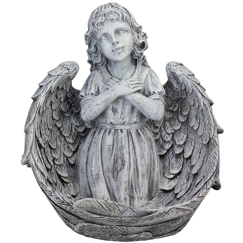 Northlight Decorative Angel Child Wrapped in Wings Statue, Grey