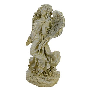 Northlight Weathered Angel with Bird and Bouquet Statue