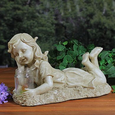 Northlight LED Lighted Solar Powered Lounging Girl Statue