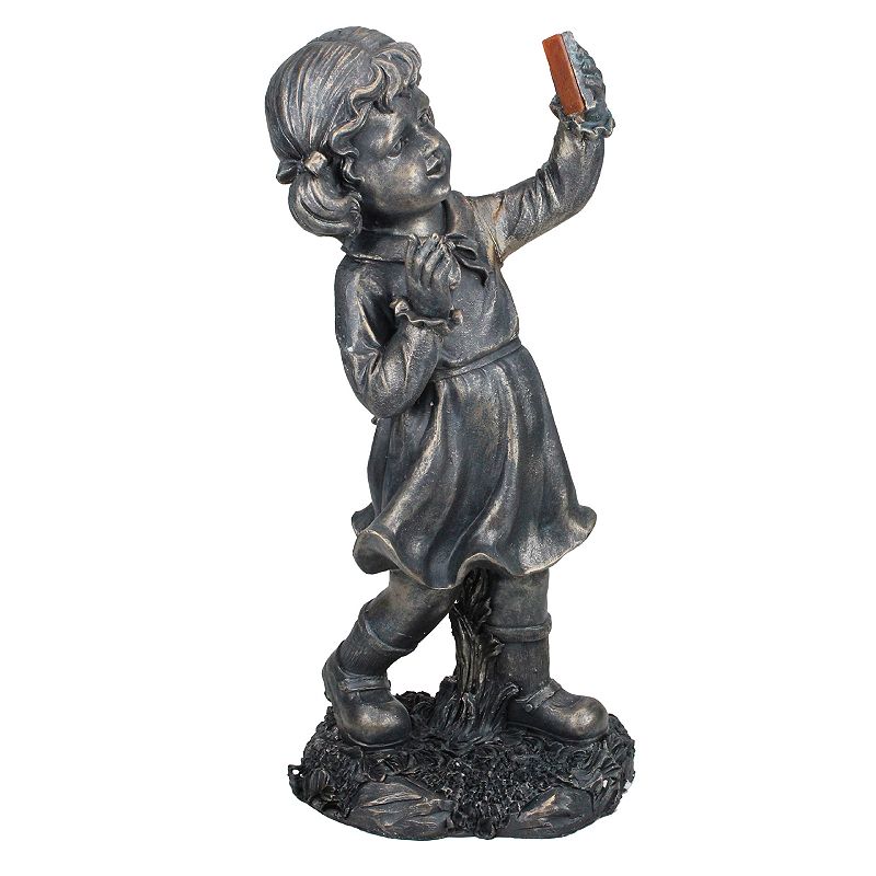 Northlight Girl with Cell Phone Solar Powered LED Lighted Statue, Multicolo