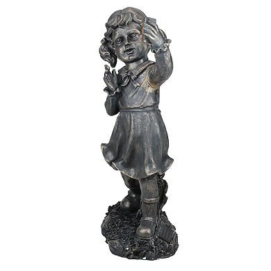 Northlight Girl with Cell Phone Solar Powered LED Lighted Statue