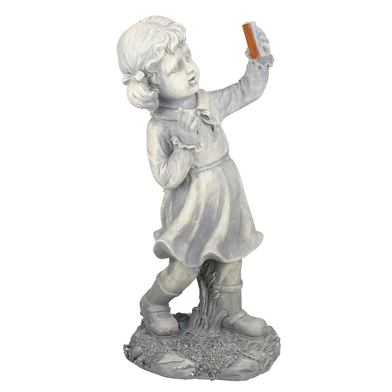 Northlight Girl with Cell Phone Solar Powered LED Lighted Statue - Gray, Gr