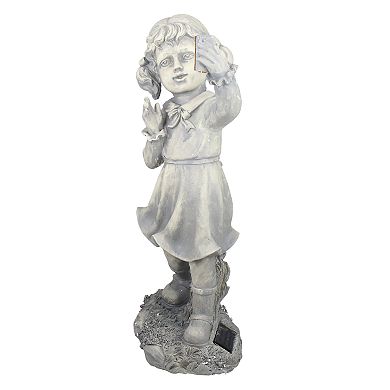 Northlight Girl with Cell Phone Solar Powered LED Lighted Statue - Gray