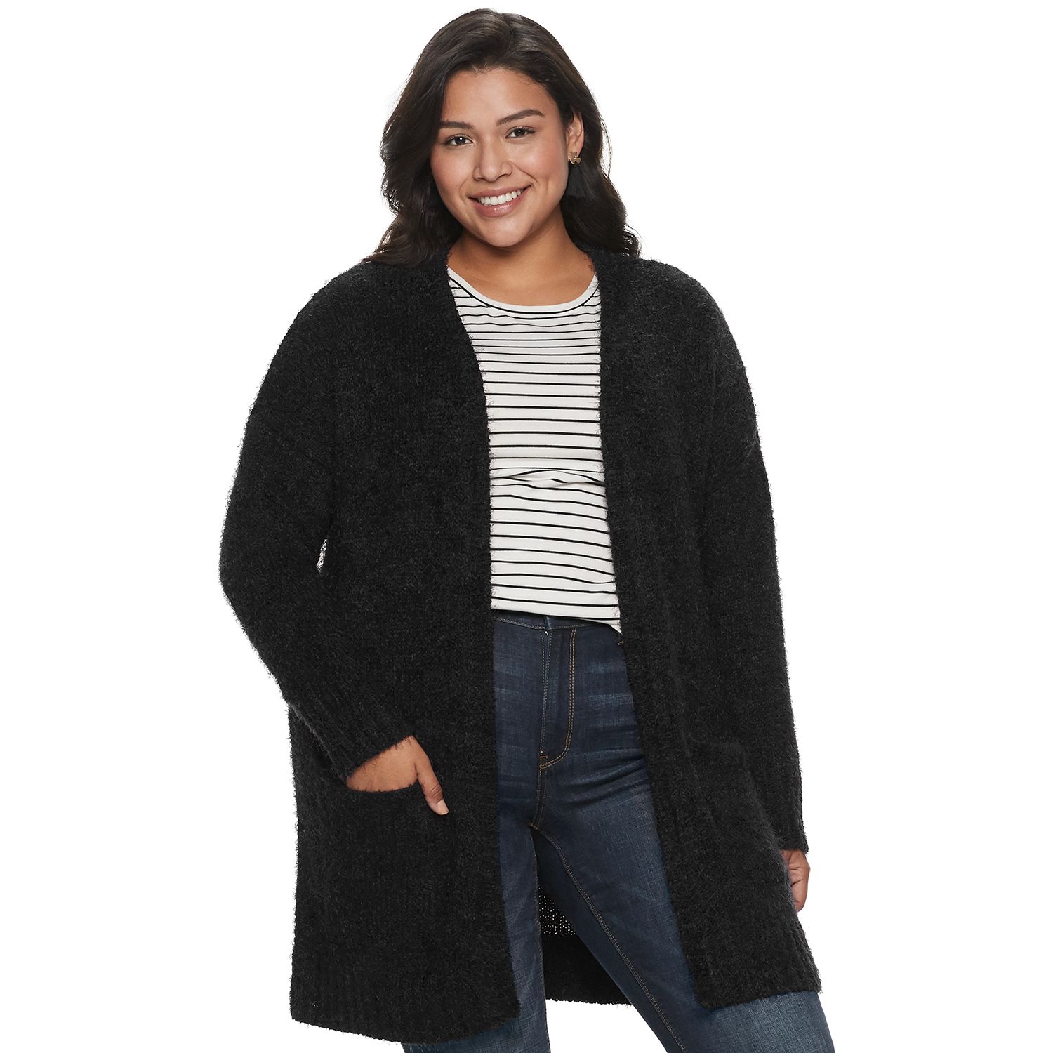 plus size eyelash cardigan