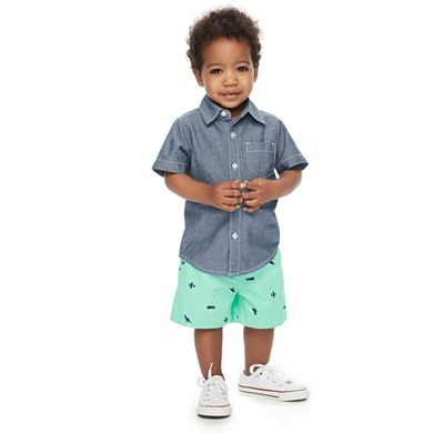 Baby Boy Carter's 2 Piece Chambray Button-Front Shirt & Canvas Shorts
