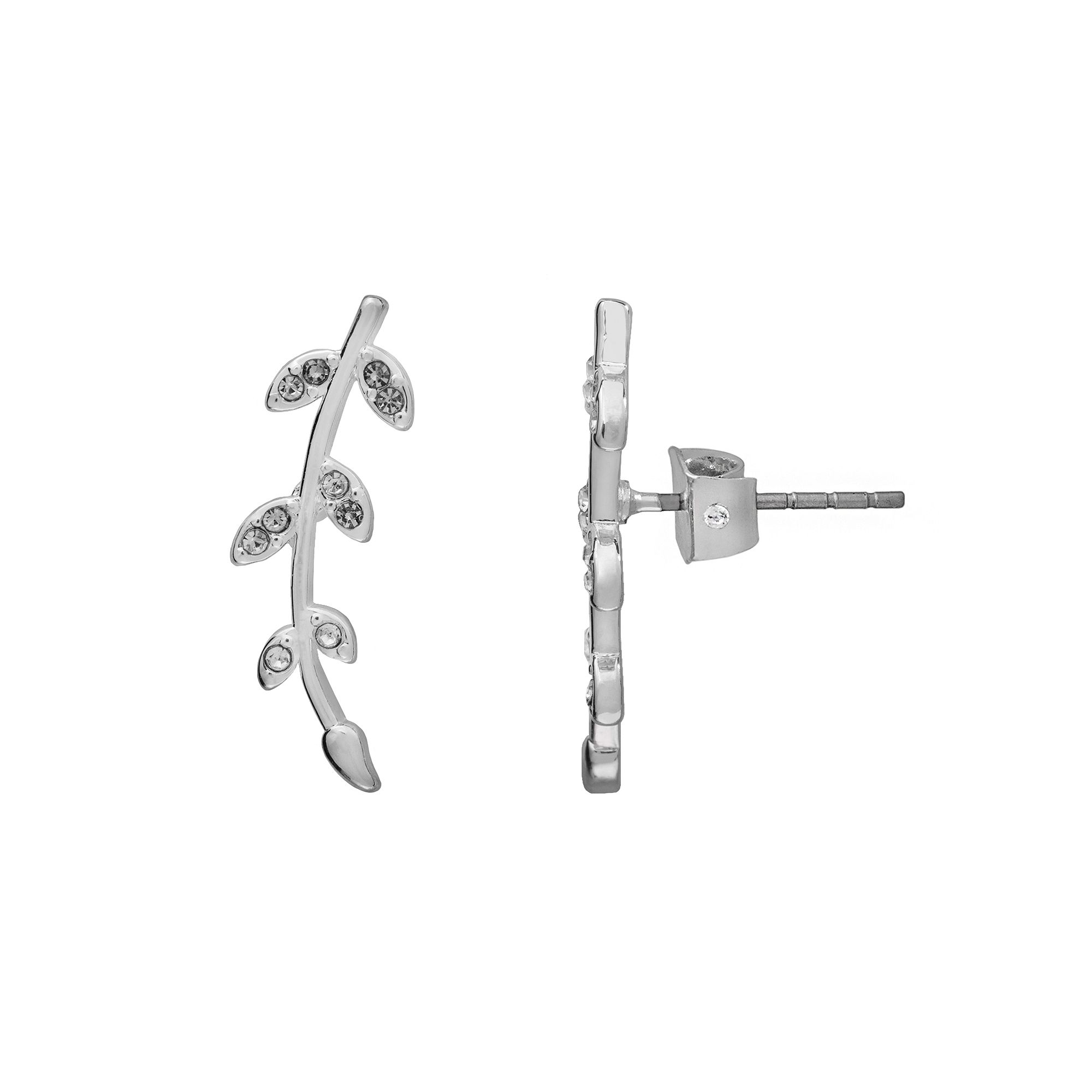LC Lauren Conrad Pave Branch Climber Earrings, Womens, Silver Tone