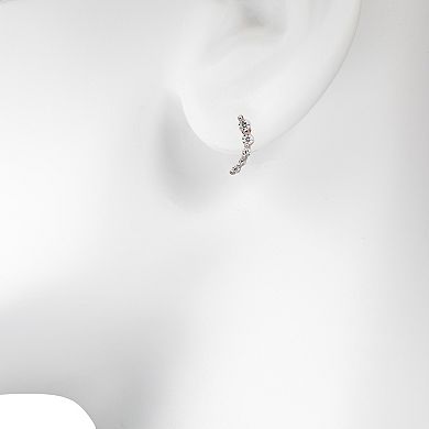 LC Lauren Conrad Gold Tone 1/2 Moon Shape Crystal Pave Earrings