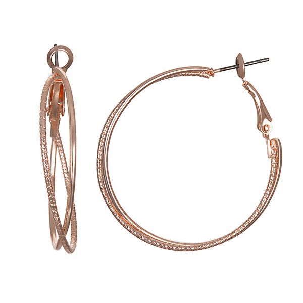 LC Lauren Conrad Criss-Cross Hoop Earrings - Rose Gold Tone