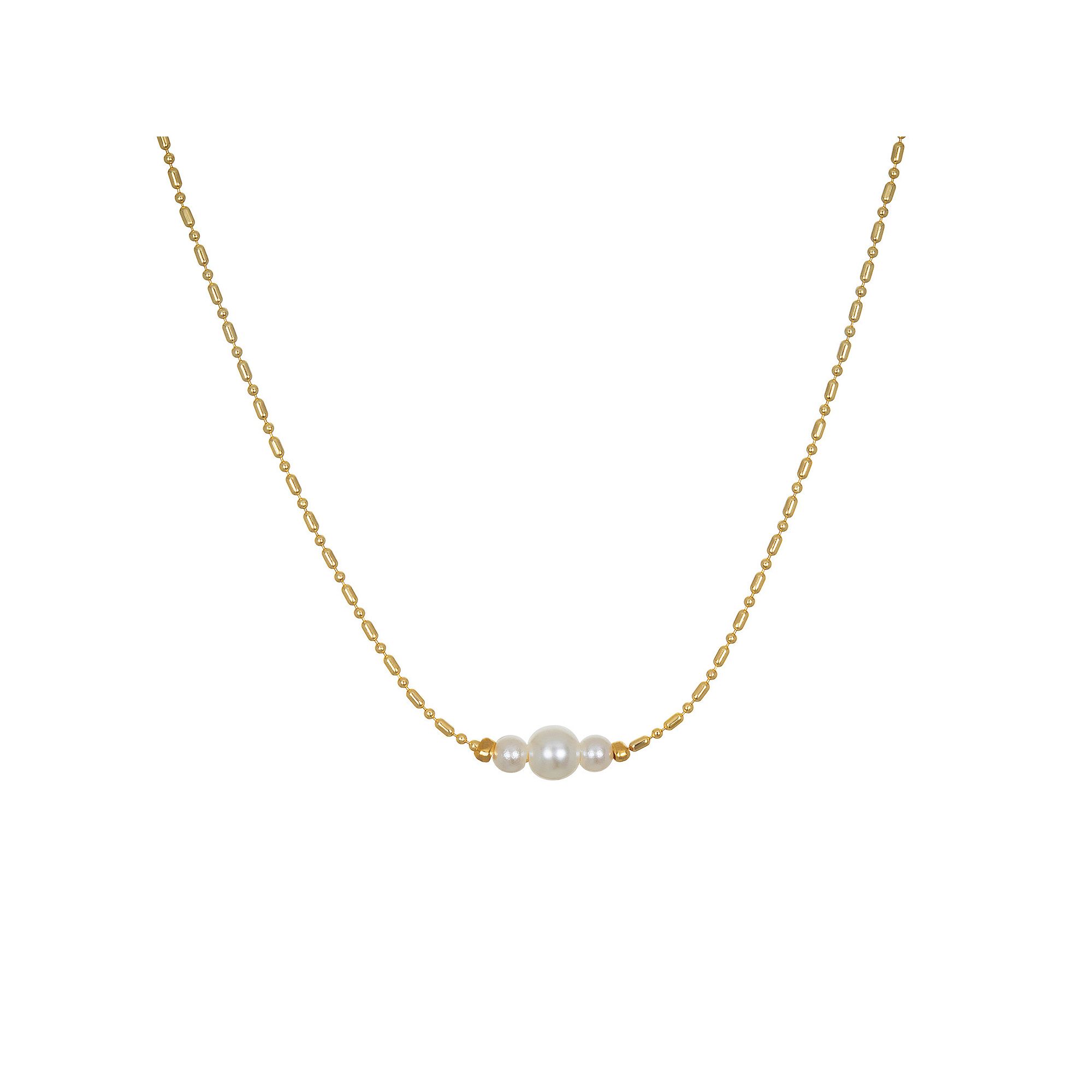 LC Lauren Conrad Triple Simulated Pearl Choker Necklace, Womens, Gold Tone