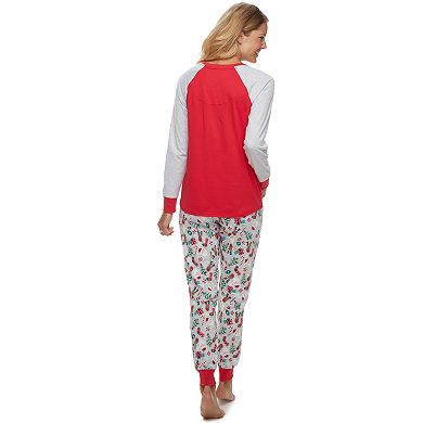 Women's Jammies For Your Families Fun Santa Top & Bottoms Pajama Set by Cuddl Duds