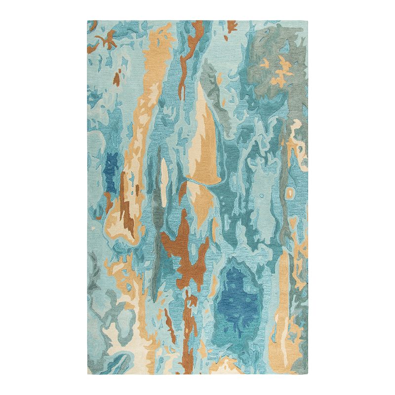 Rizzy Home Laura Vogue Blue/Gray/Gold Rug, 5X8 Ft