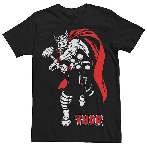 Men's Marvel's Retro Thor Stance Red Cape Tee