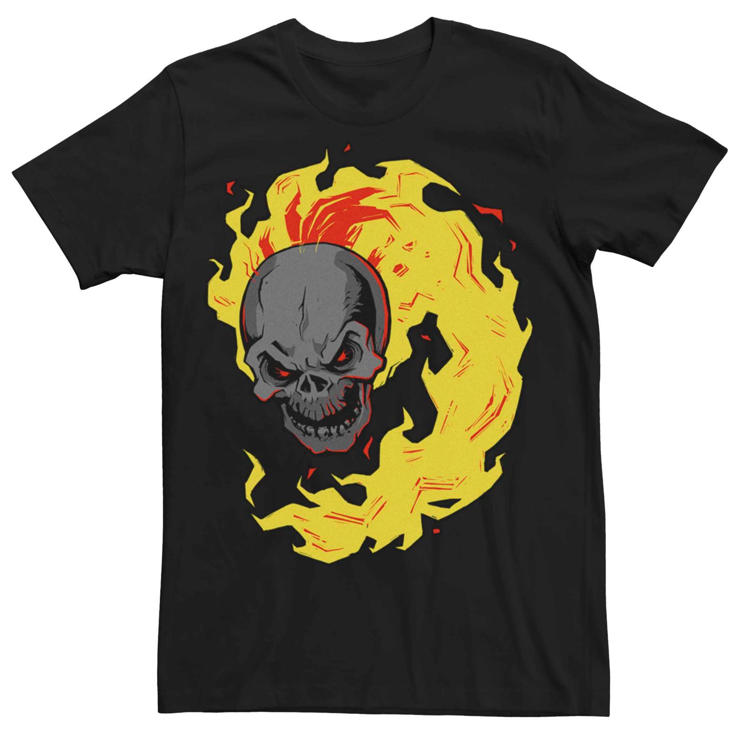 T-Shirt Ufficiale Ghost Rider Flames – Maglietta Marvel Grigia Con Fiamme E Motociclista Fantasma, Perfetta Per I Fan Del Fumetto