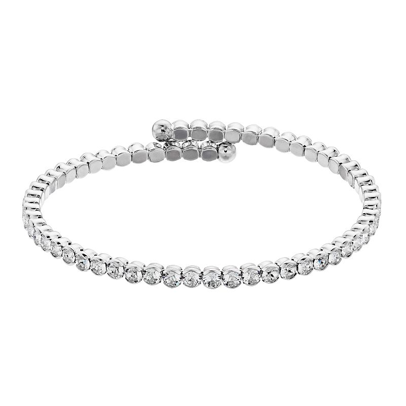 Brilliance Silver Tone Crystal Bracelet, Womens, White