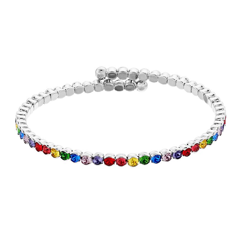 Brilliance Silver Tone Crystal Bracelet, Womens, Multicolor