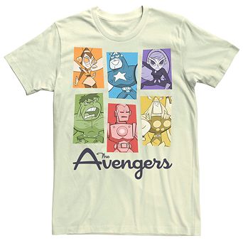 Men's Marvel Avengers Cartoon Style Group Colors Tee