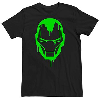 Men's Marvel Iron Man Green Neon Dripping Logo Tee
