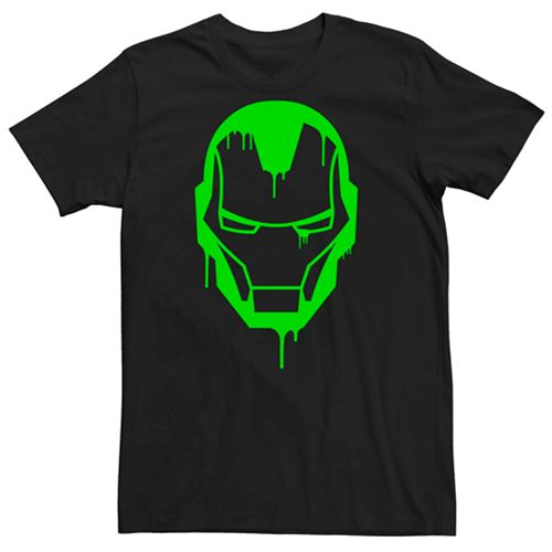 Men's Marvel Iron Man Green Neon Dripping Logo Tee