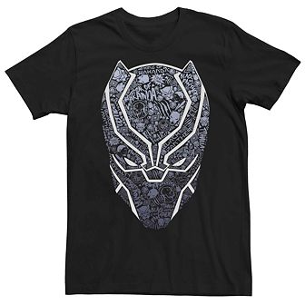 Men's Marvel Black Panther Mask Icon Build Up Fill Tee