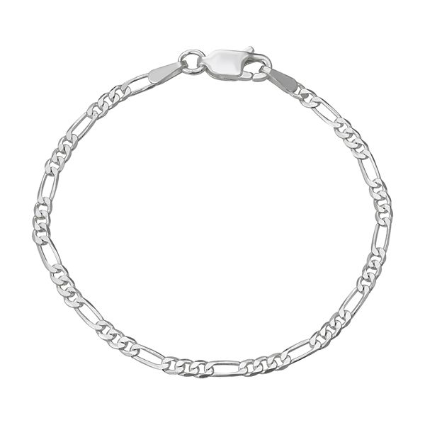 Charming Girl Sterling Silver Figaro Chain Bracelet