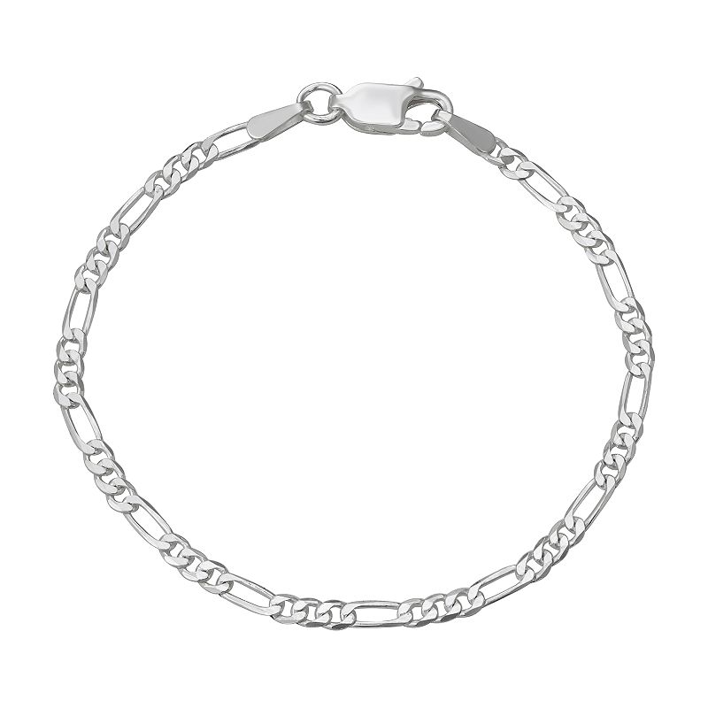 Charming Girl Sterling Silver Figaro Chain Bracelet, Girls