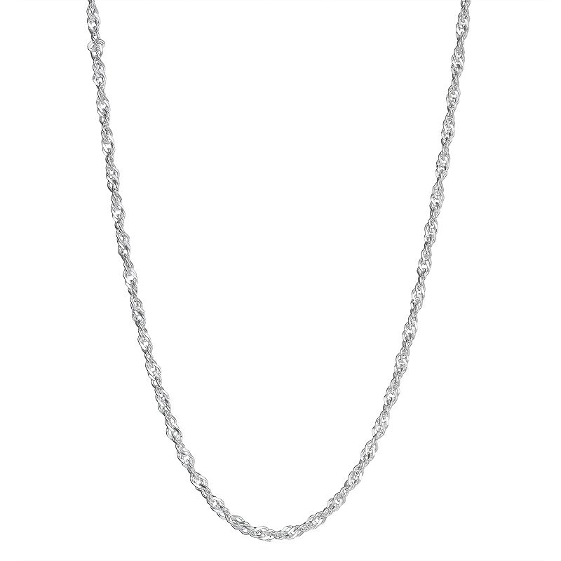 Charming Girl Sterling Silver 13-15 Adjustable Singapore Chain Necklace,