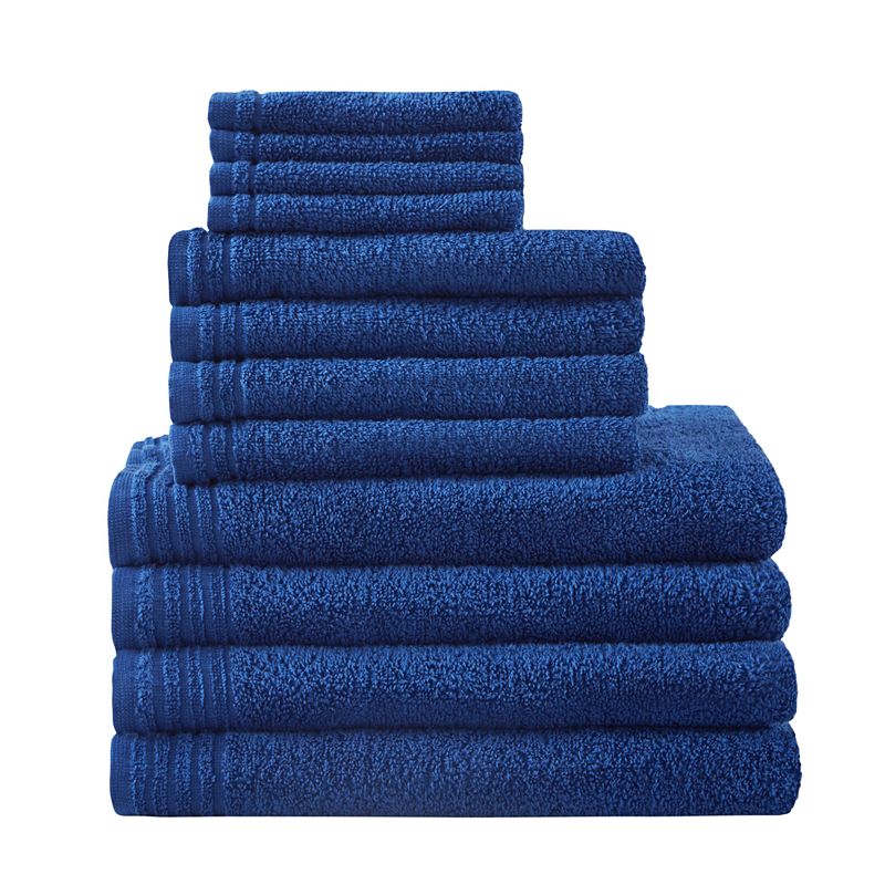 510 Design 12-piece Big Bundle Antimicrobial Cotton Bath Towel Set, Blue, 1