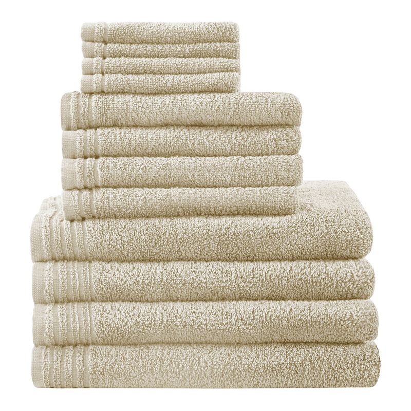 510 Design 12-piece Big Bundle Antimicrobial Cotton Bath Towel Set, Beig/Gr