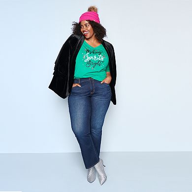 Plus Size EVRI Long Sleeve V-Neck Top
