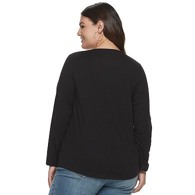Plus Size EVRI Long Sleeve V-Neck Top