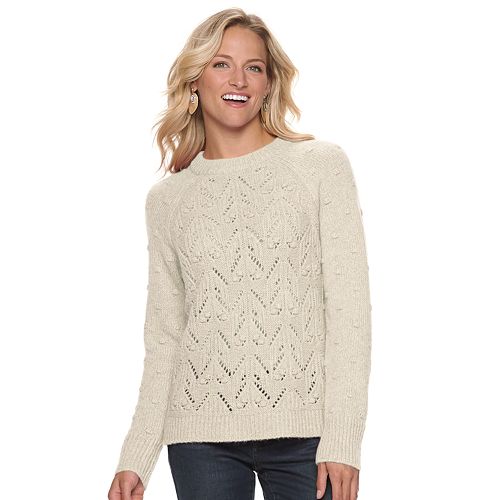 Women's SONOMA Goods for Life™ Mixed-Stitch Crewneck Sweater