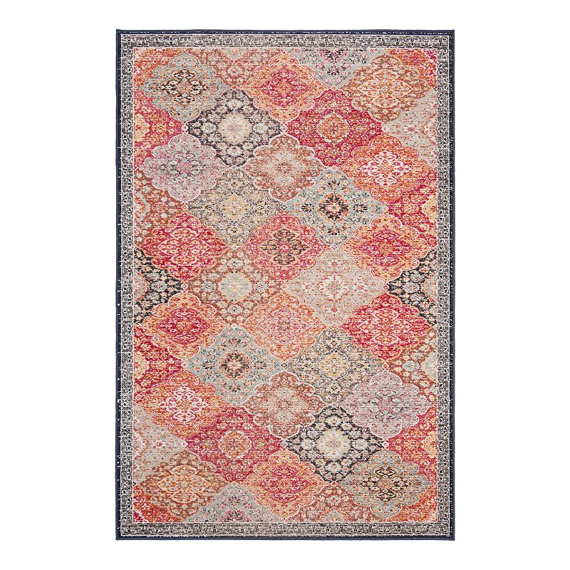 Safavieh Red/Aqua Montage Lyra Rug, 5X7.5 Ft