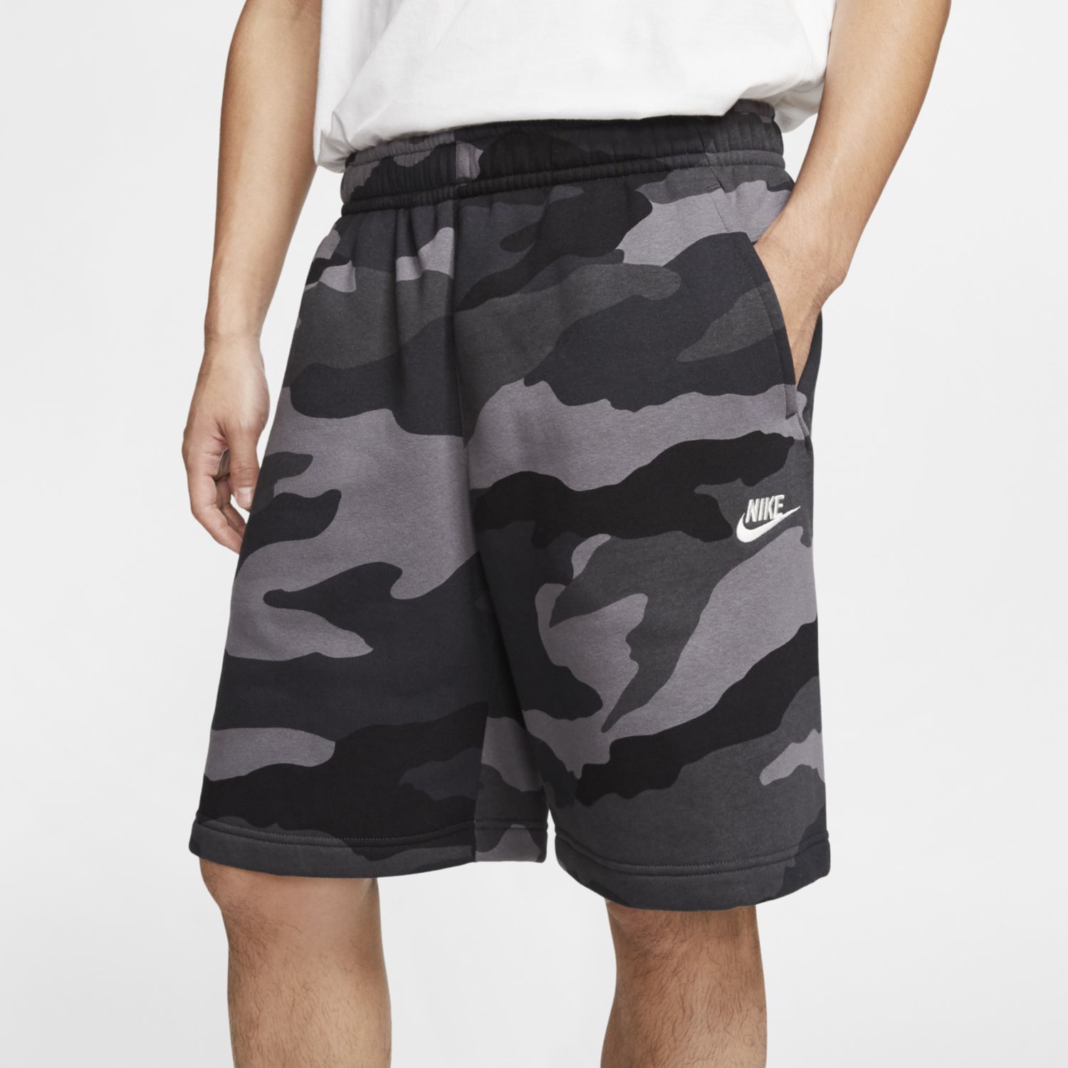 nike men's camo fleece shorts