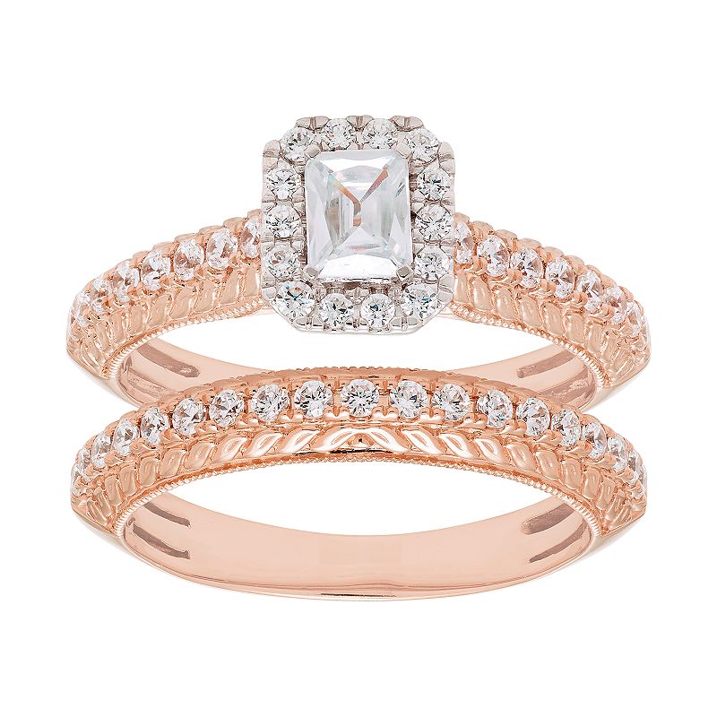 14k Gold 1 Carat T.W. IGL Certified Diamond Halo Engagement Ring Set, Women