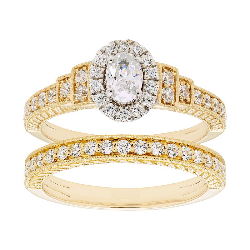 14k Gold 1 Carat T.W. IGL Certified Diamond Engagement Ring Set, Womens, S
