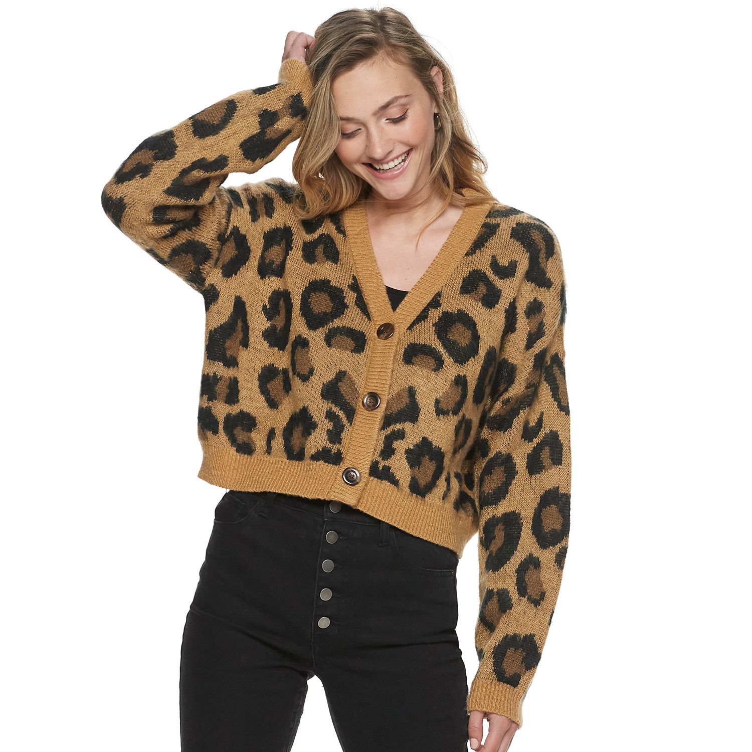 animal print v neck sweater