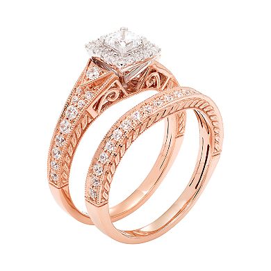14k Gold 1 Carat T.W. IGL Certified Diamond Engagement Ring Set