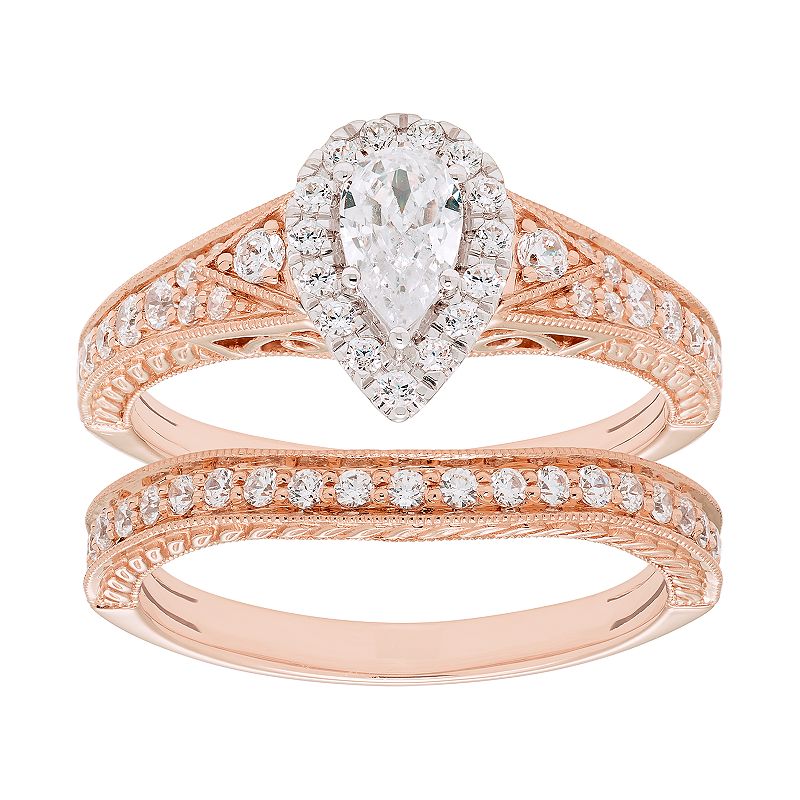 14k Gold 1 Carat T.W. IGL Certified Diamond Engagement Ring Set, Womens, S