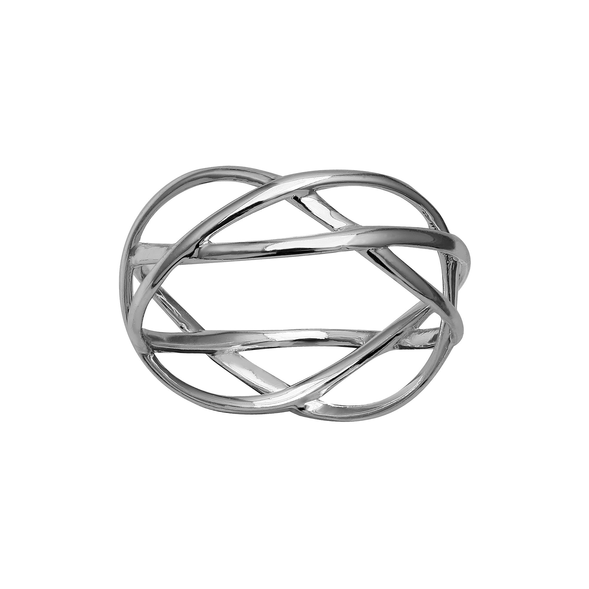 PRIMROSE Sterling Silver Crossover Band Ring, Womens, Size: 9, Silver Tone