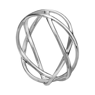 PRIMROSE Sterling Silver Crossover Band Ring