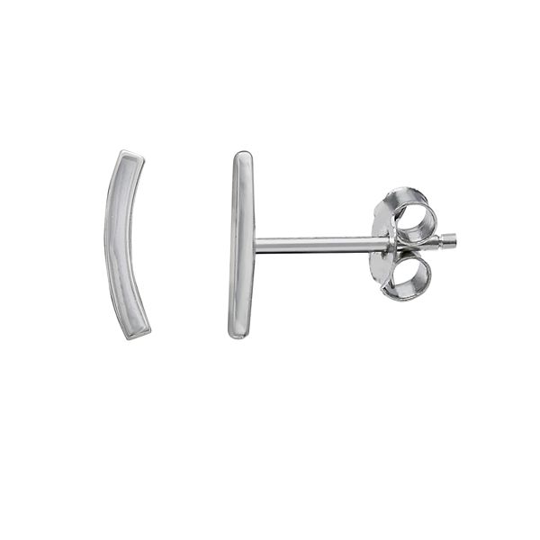 Banzai Vermelding verontreiniging PRIMROSE Sterling Silver Polished Curved Bar Stud Earrings