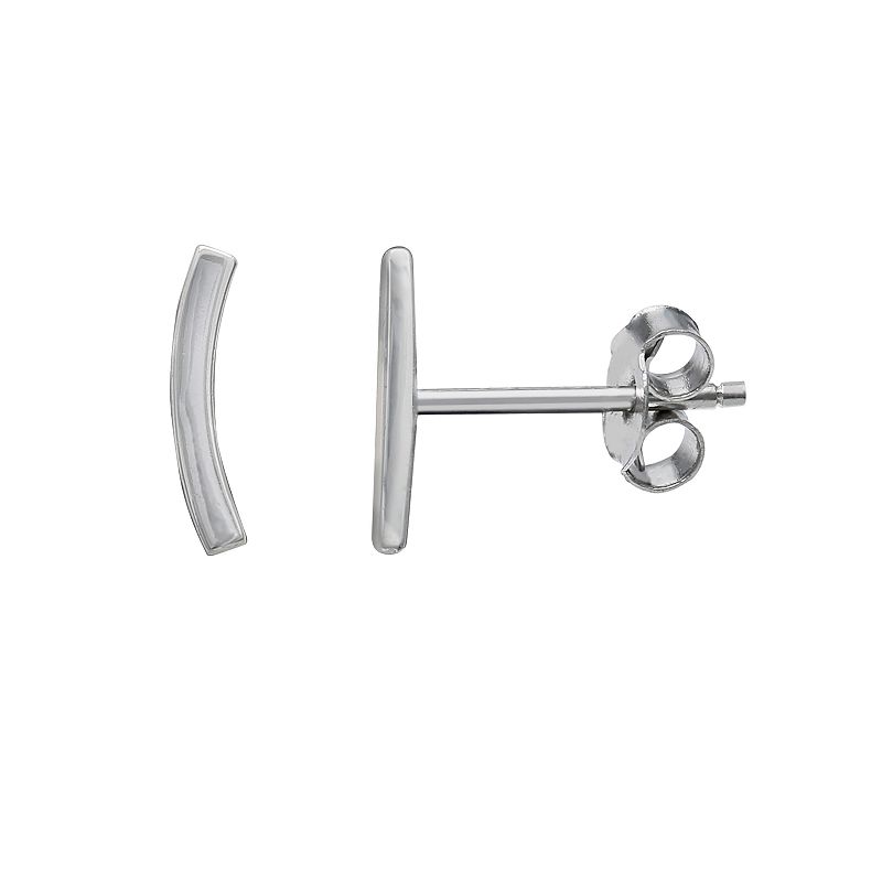 Primrose Sterling Silver Polished Curved Bar Stud Earrings, Womens