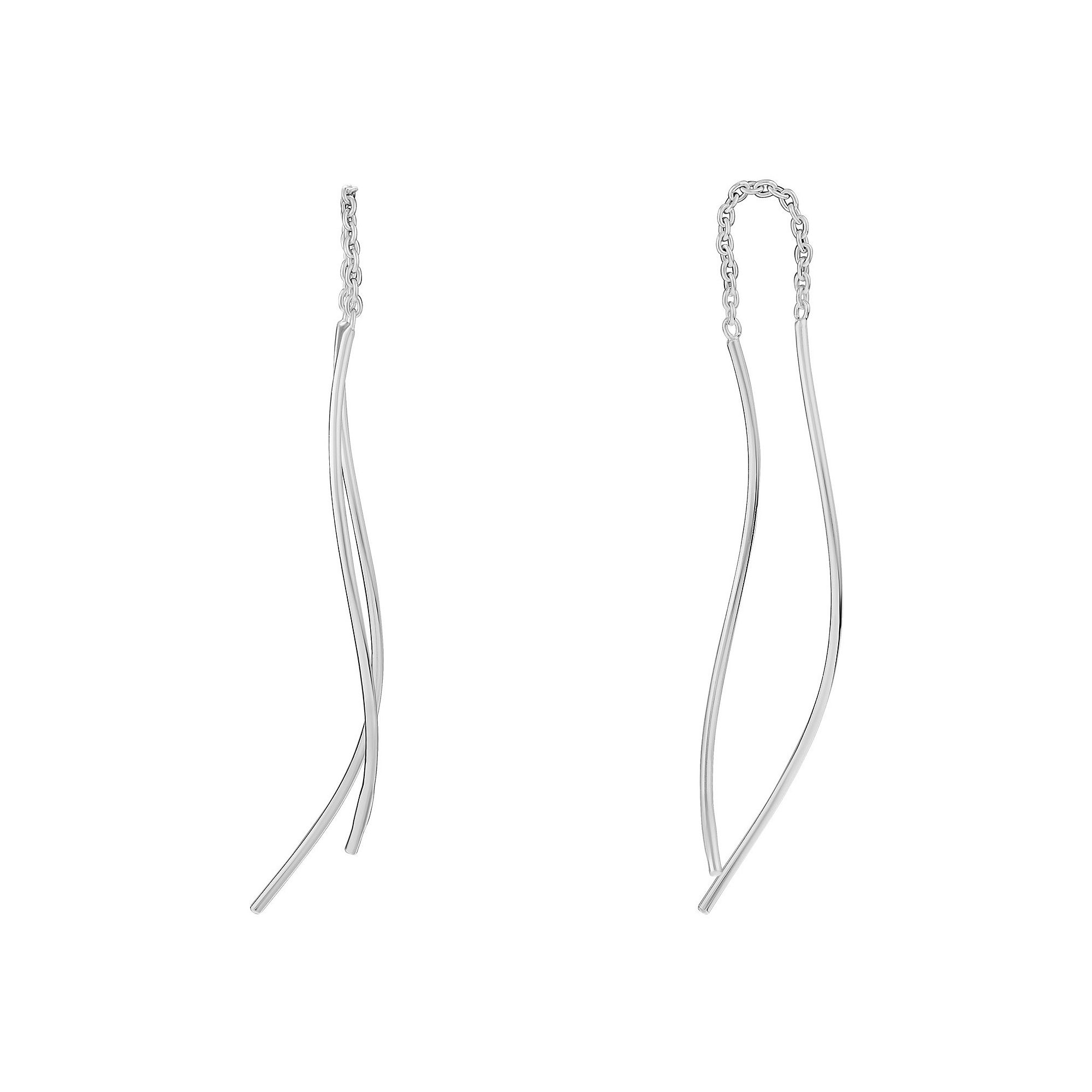 PRIMROSE Sterling Silver Threader Earrings, Womens, Size: 40 mm, Silver To