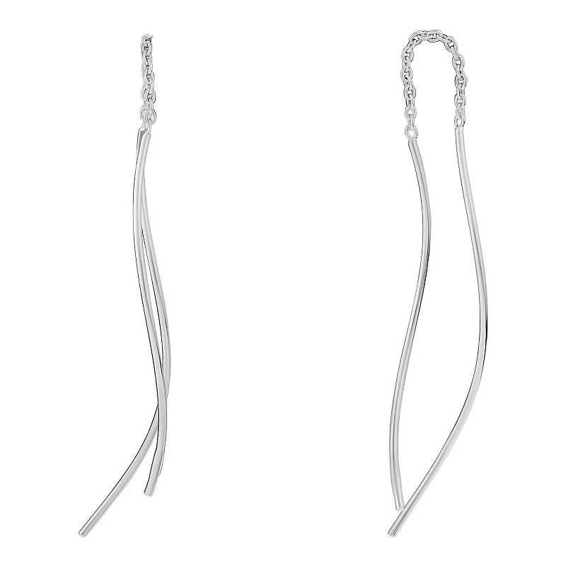 PRIMROSE Sterling Silver Threader Earrings, Womens, Size: 40 mm, White