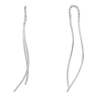 Lapis Lazuli Threader Earrings Long Wavy Sterling Silver Lapis Lazuli Threader Earrings Long Wavy Sterling Silver