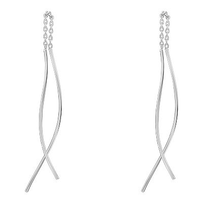 Lapis Lazuli Threader Earrings Long Wavy Sterling Silver Lapis Lazuli Threader Earrings Long Wavy Sterling Silver